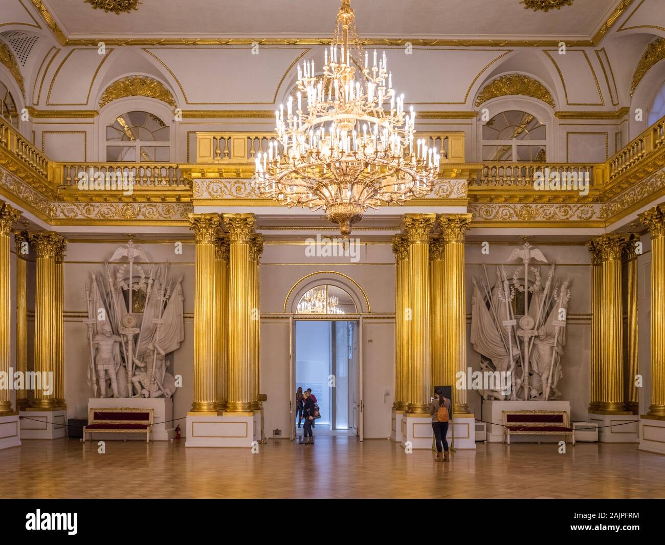 Interior of Armorial Hall of the Winter Palace in St.Petersburg; The Hermitage Museum; tourist attraction Stock Photo