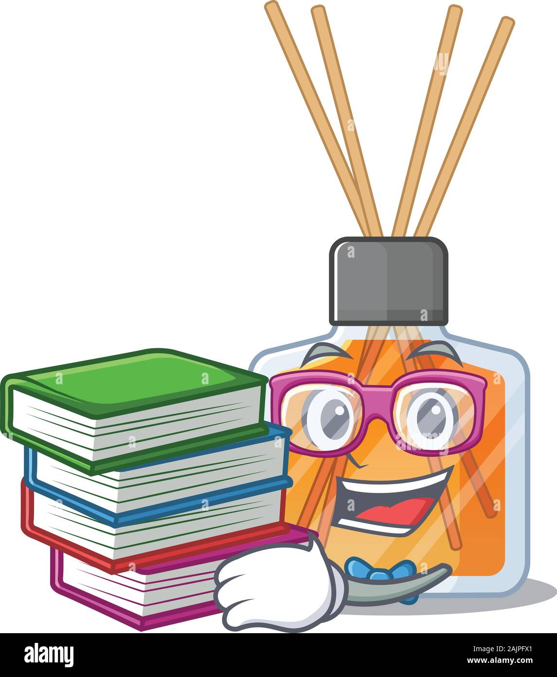 Cool and clever Student air freshener sticks mascot cartoon with book