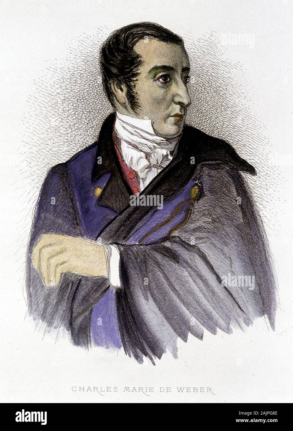 Portrait de Carl Maria von Weber, compositeur allemand (1786-1826) - gravure, XIXeme siecle Stock Photo
