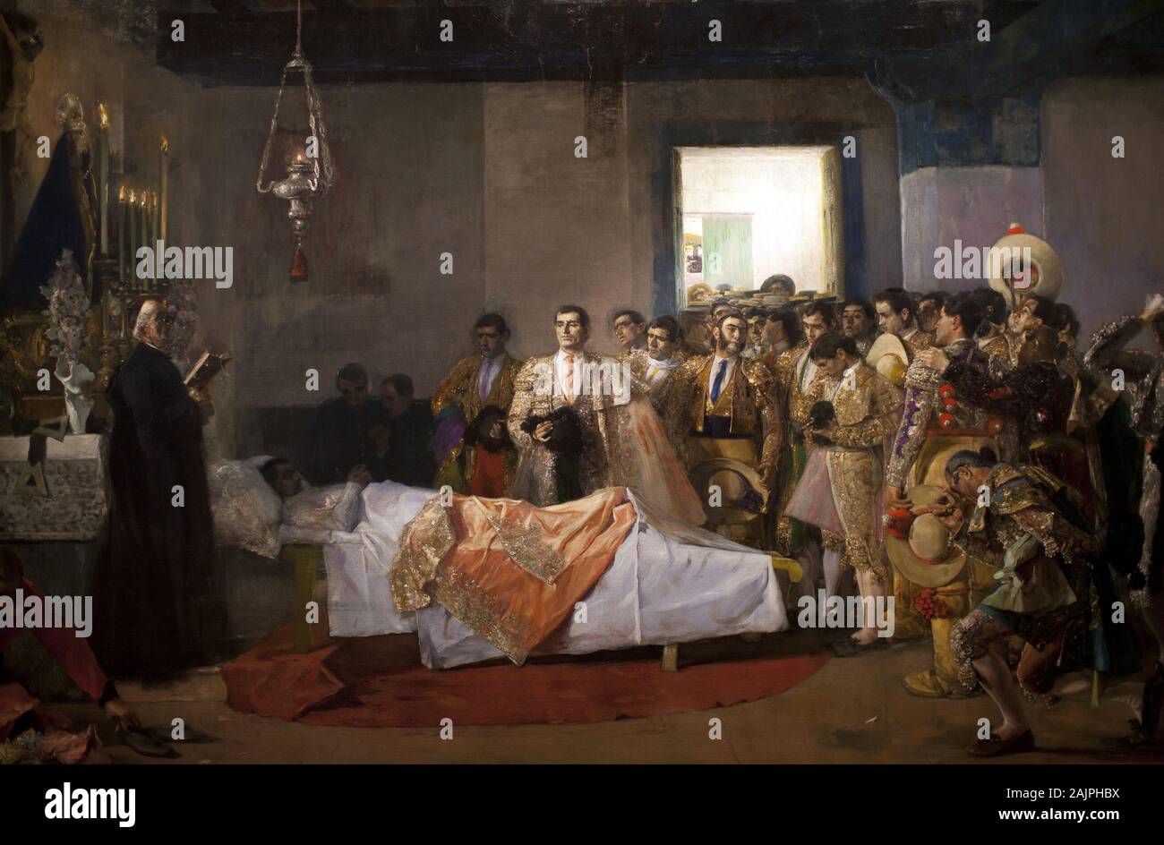 La mort du maitre. Peinture de Jose Villegas Cordero (1844-1921), huile sur toile, vers 1913. Musee des Beaux Arts de Seville, Espagne. Stock Photo