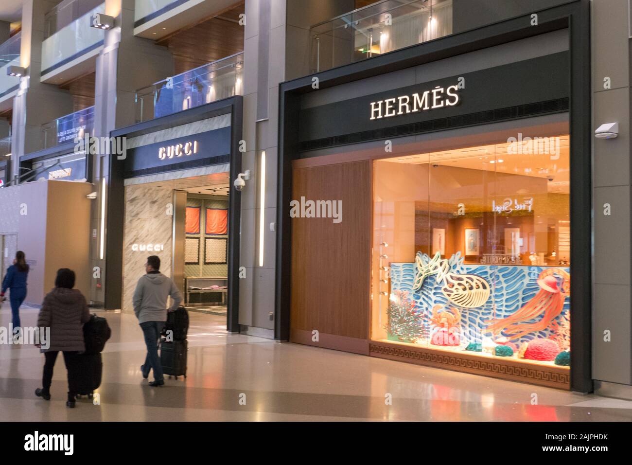 Hermes and Gucci store in LAX airport Stock Photo