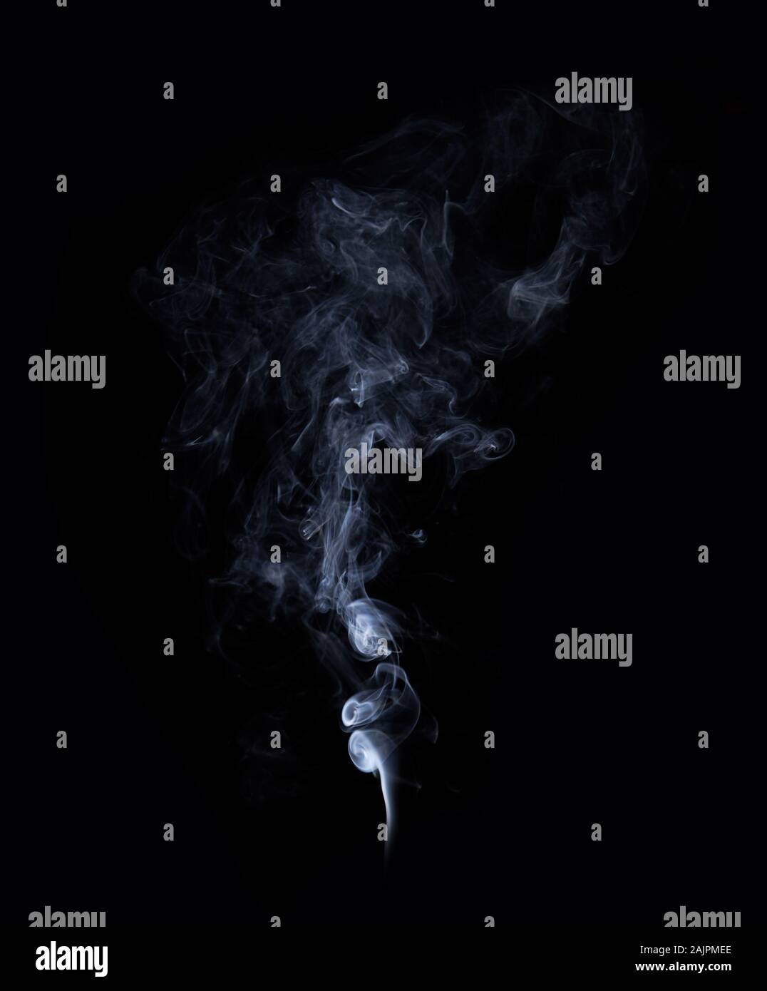 Photo of real white smoke on black background Stock Photo - Alamy