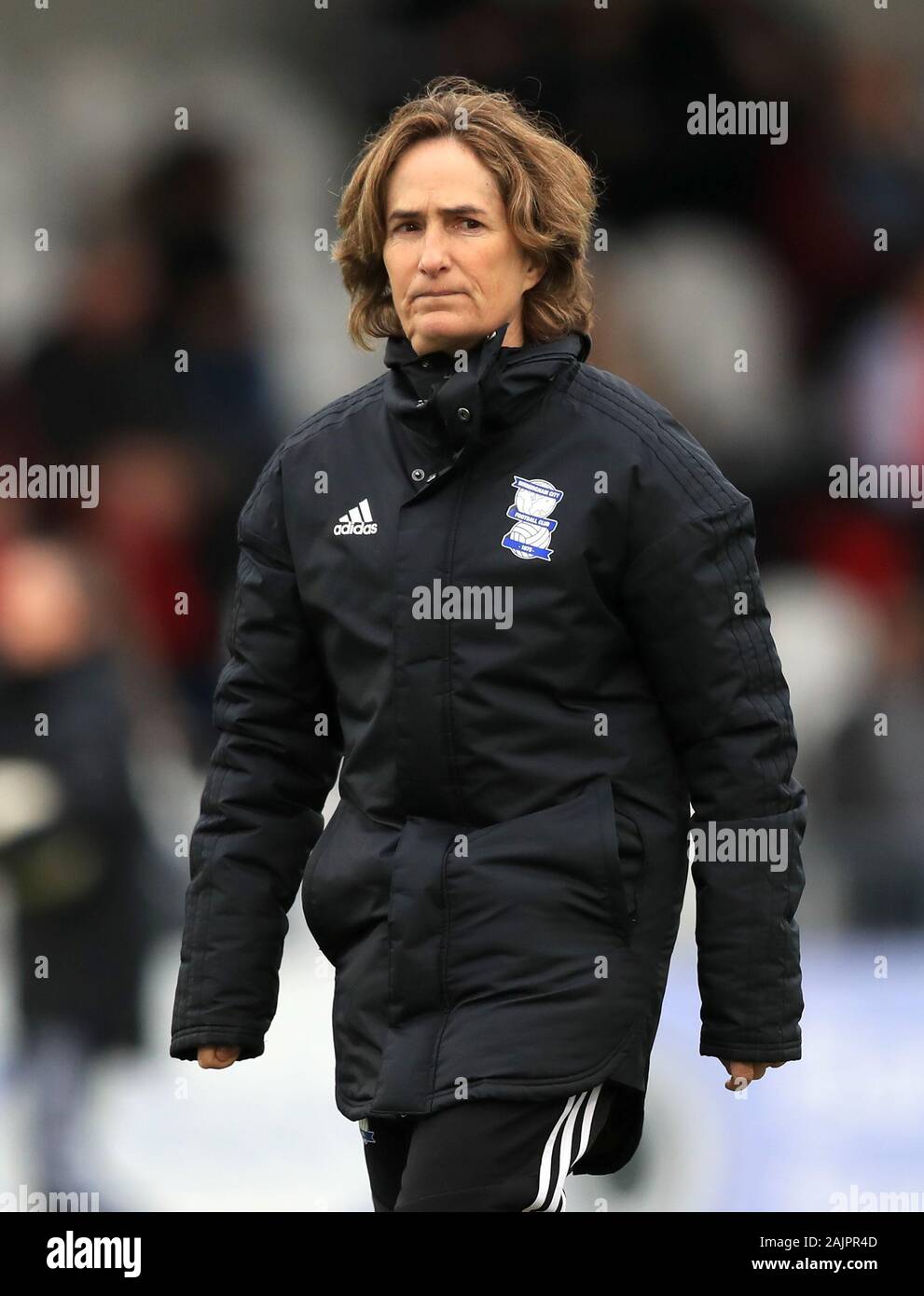 Birmingham City manager Marta Tejedor prior to the FA Women's Super League match at Meadow Park, London. Stock Photo