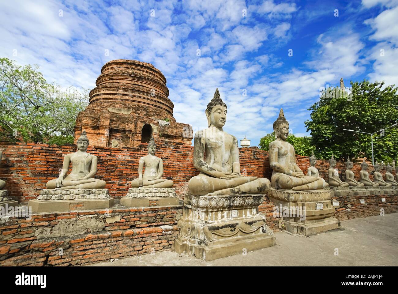 Beautiful scene of Wat Yai Chai Mongkhon (or Mongkhol), Ayuthaya, Thailand. Stock Photo