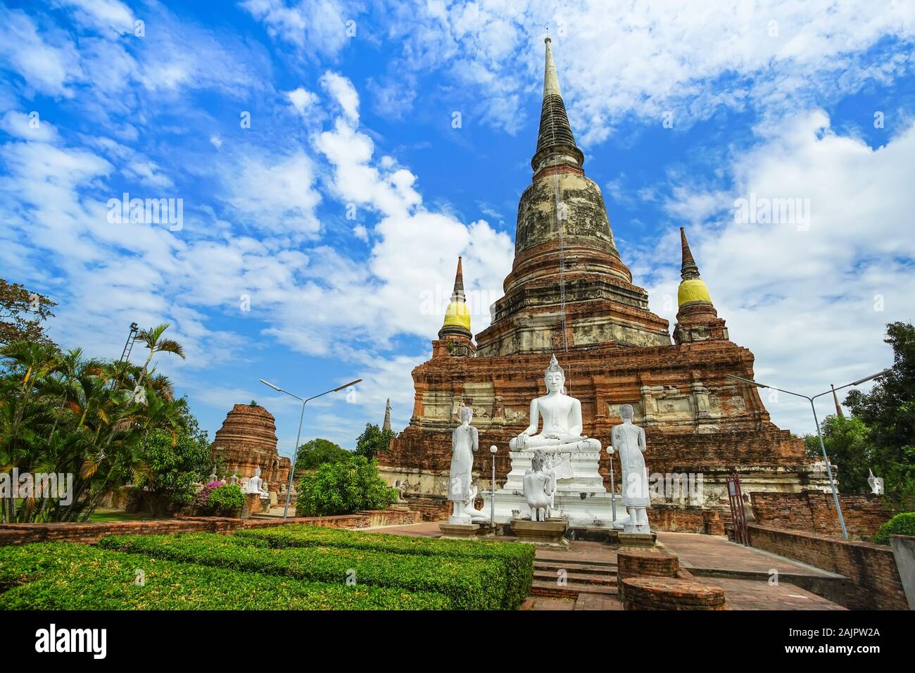 Beautiful scene of Wat Yai Chai Mongkhon (or Mongkhol), Ayuthaya, Thailand. Stock Photo