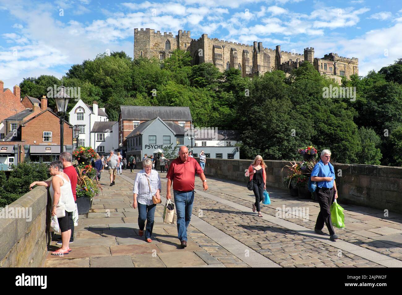 Durham Castle and Framwellgate Bridge, Durham, County Durham, England, UK, Europe Stock Photo