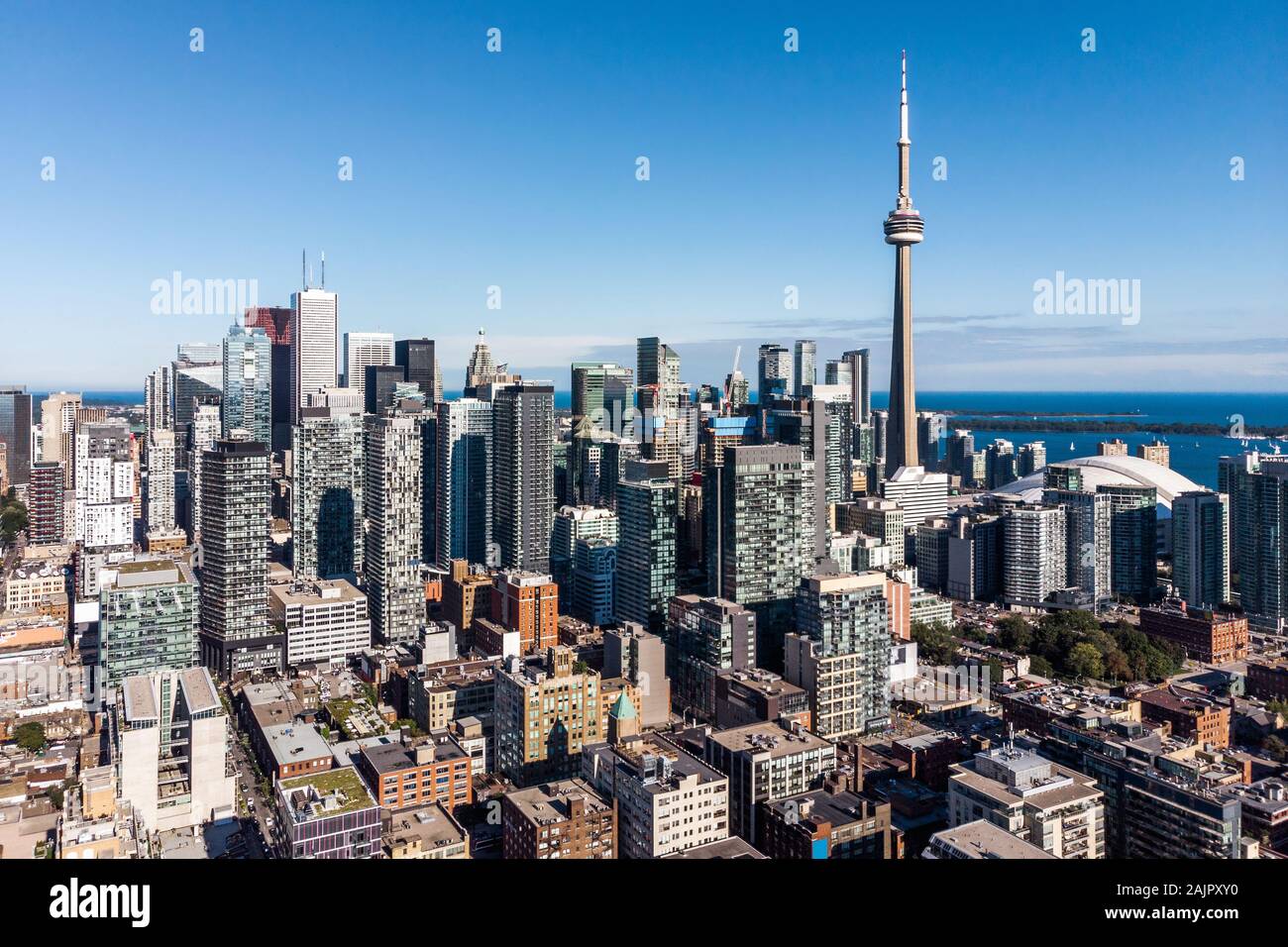 Aerial view of Downtown Toronto during summer, daytime, Toronto, Ontario, Canada. Stock Photo