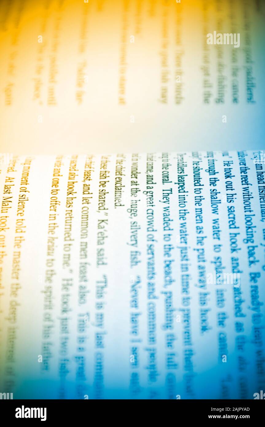 close up of an open book Stock Photo