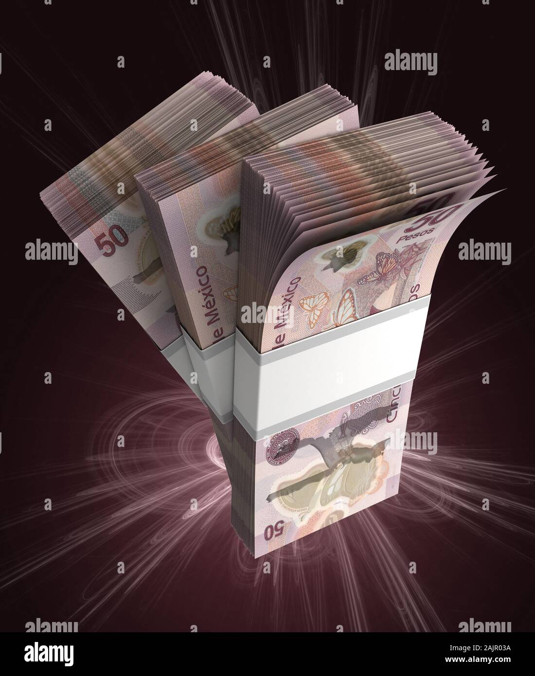 Stack of Mexican Pesos (isolated with clipping path) Stock Photo