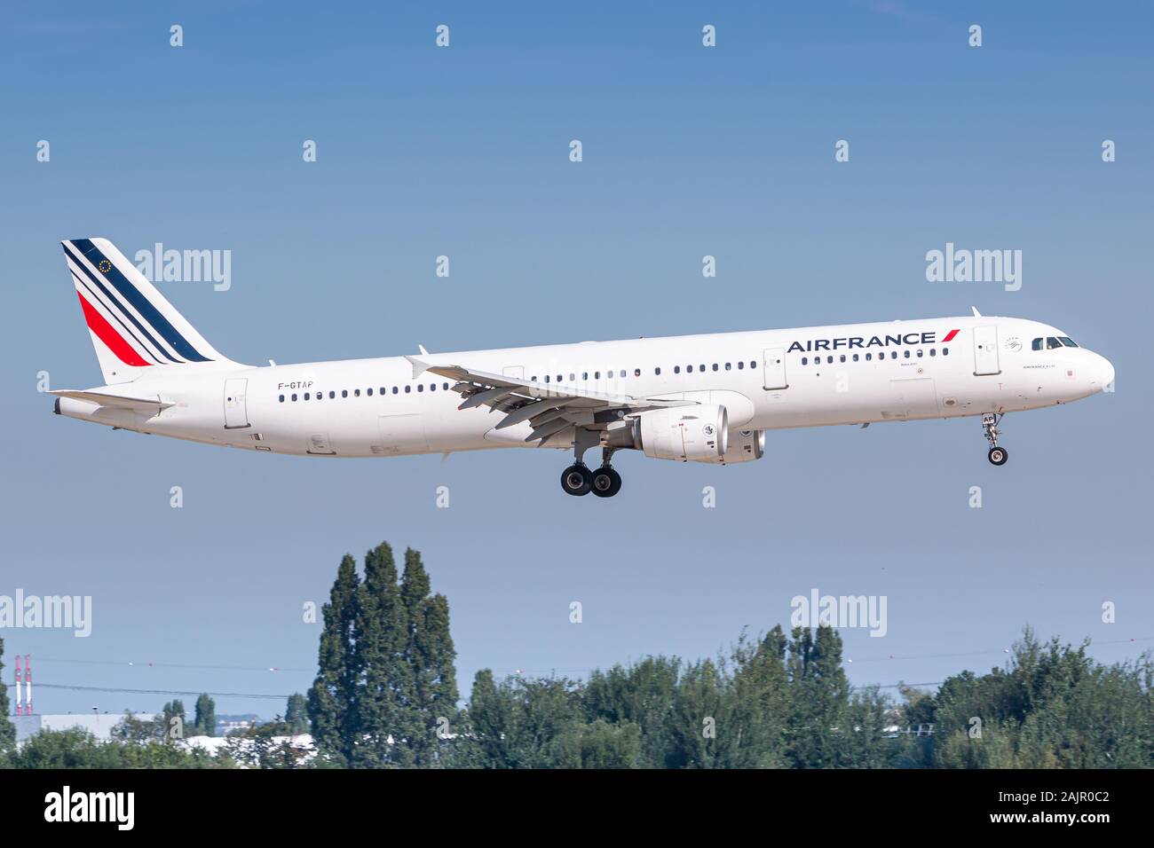 Paris, France - August 16, 2018: Air France Airbus A321 airplane at Paris Orly airport (ORY) in France. Airbus is an aircraft manufacturer from Toulou Stock Photo