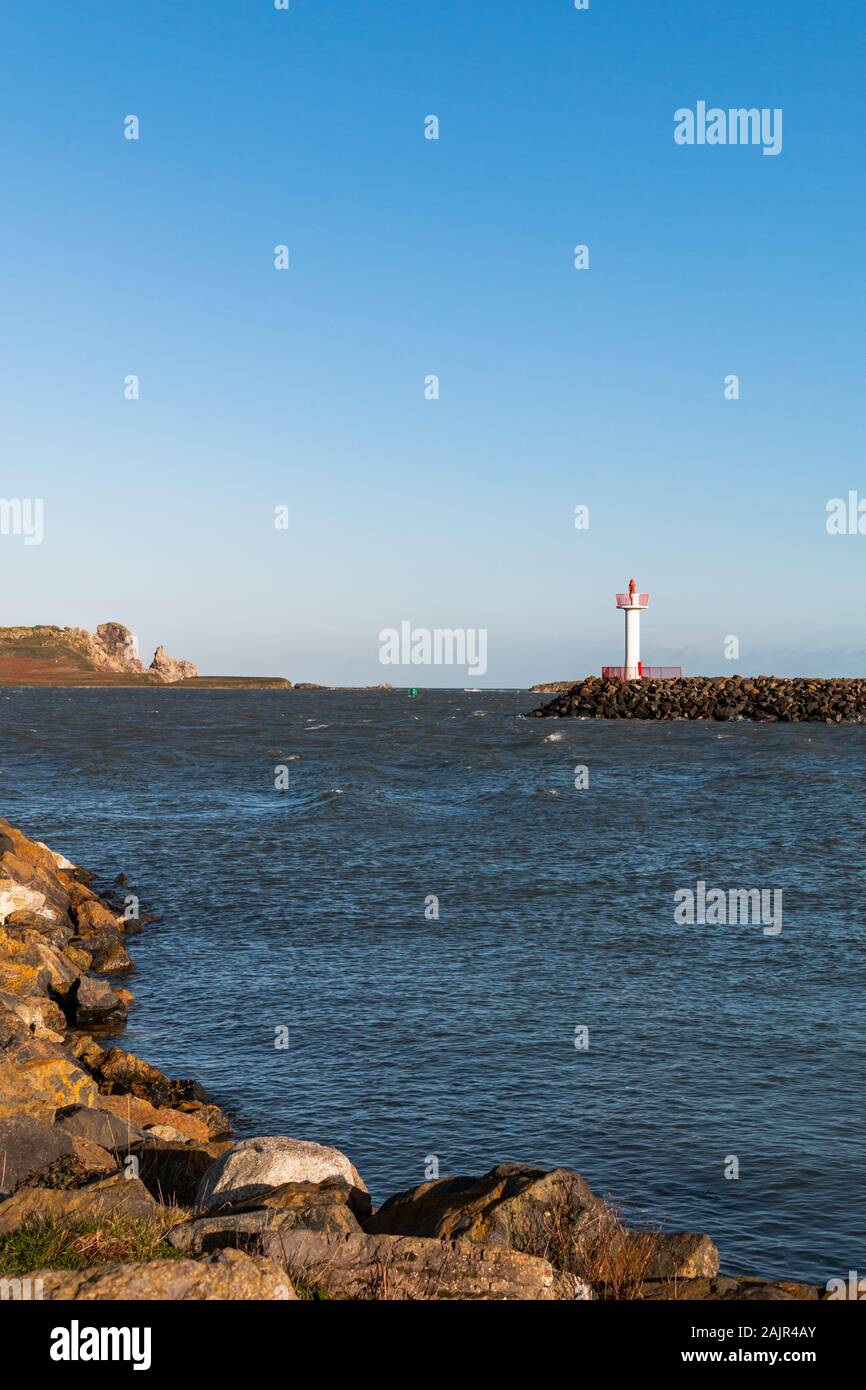 Howth Harbour Lighthouse, Ireland Stock Photo