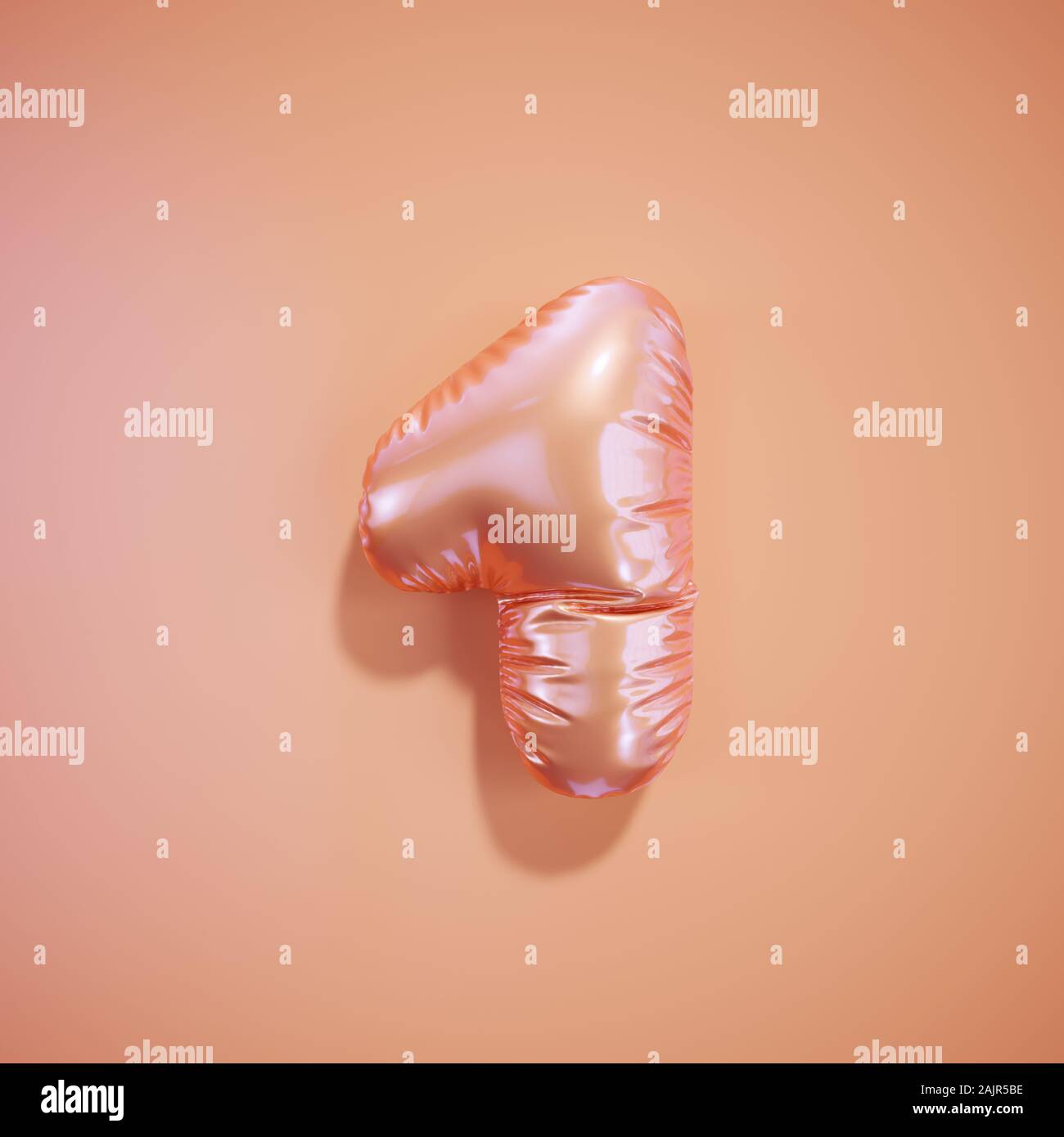 English alphabet pink balloon digit font number character 1 one on light pink background. Valentine holidays and education concept. 3d rendering illus Stock Photo