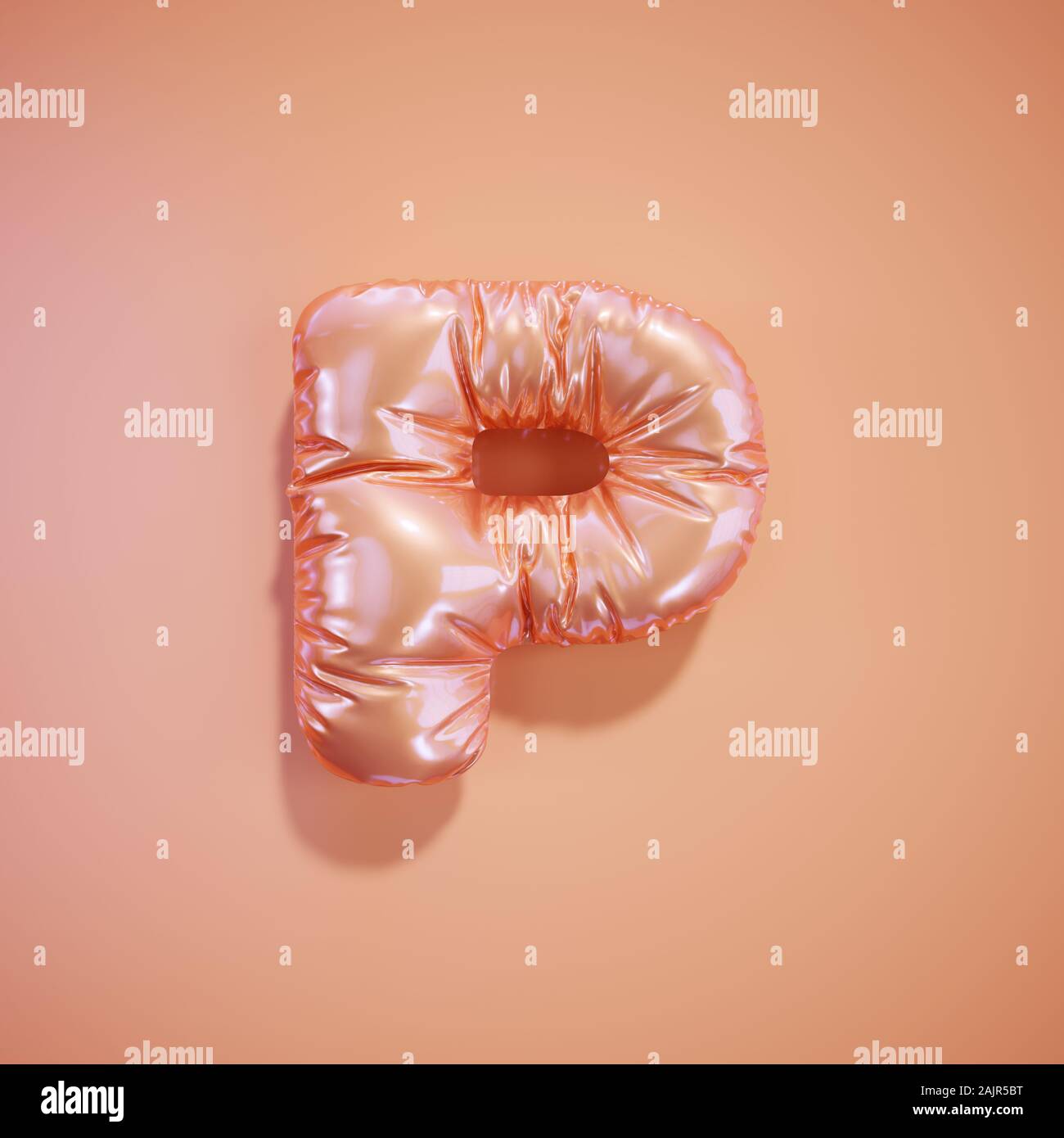 English alphabet pink balloon letter font text character P on light