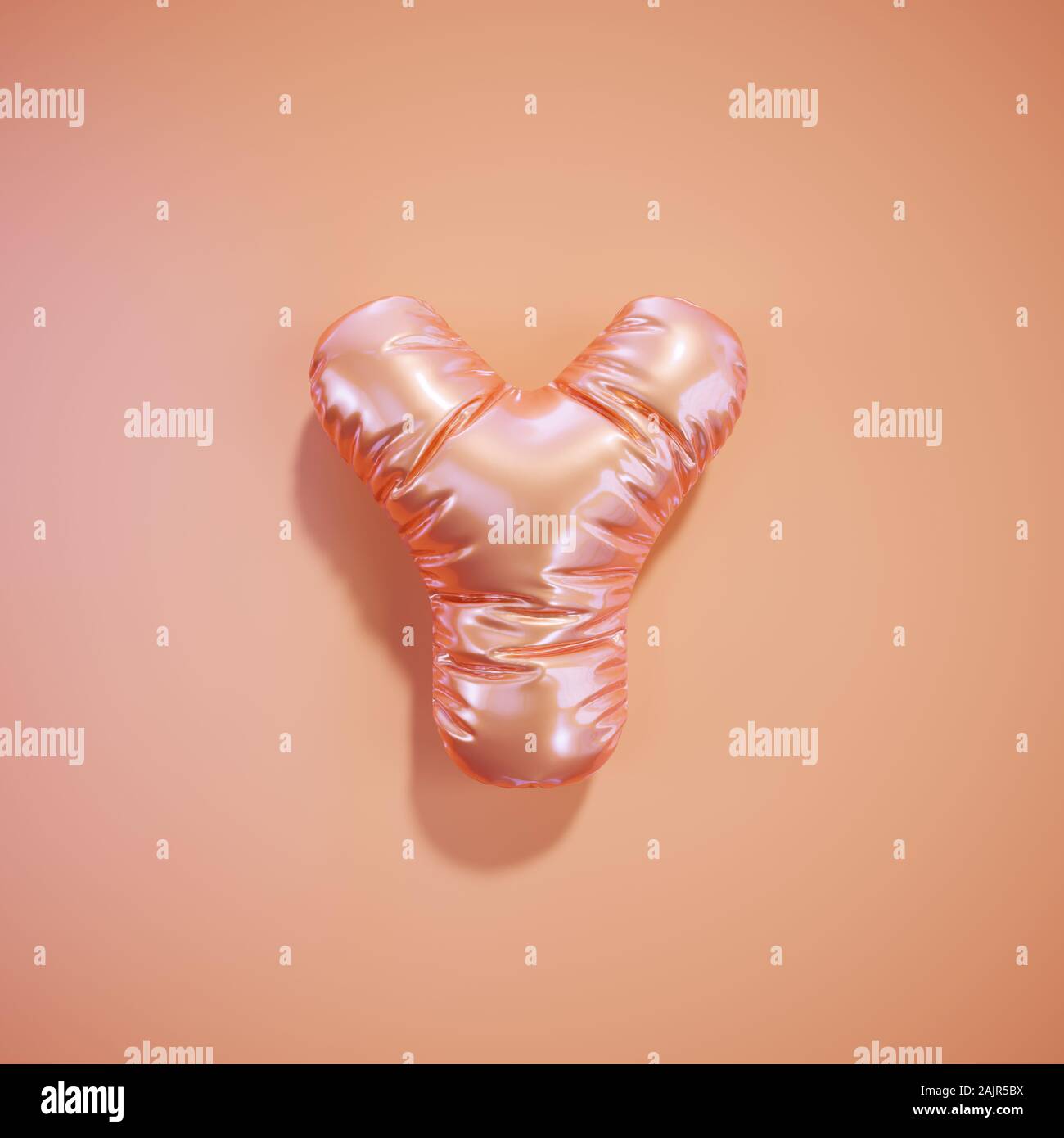 English alphabet pink balloon letter font text character Y on light pink white background. Valentines holidays and education concept. 3d rendering ill Stock Photo