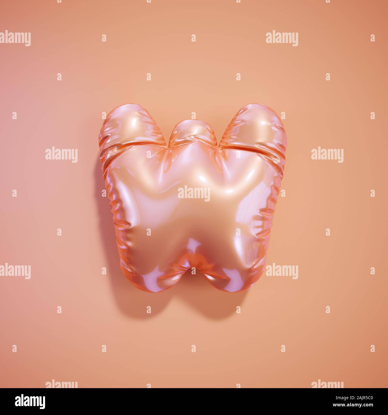 English alphabet pink balloon letter font text character W on light pink white background. Valentines holidays and education concept. 3d rendering ill Stock Photo