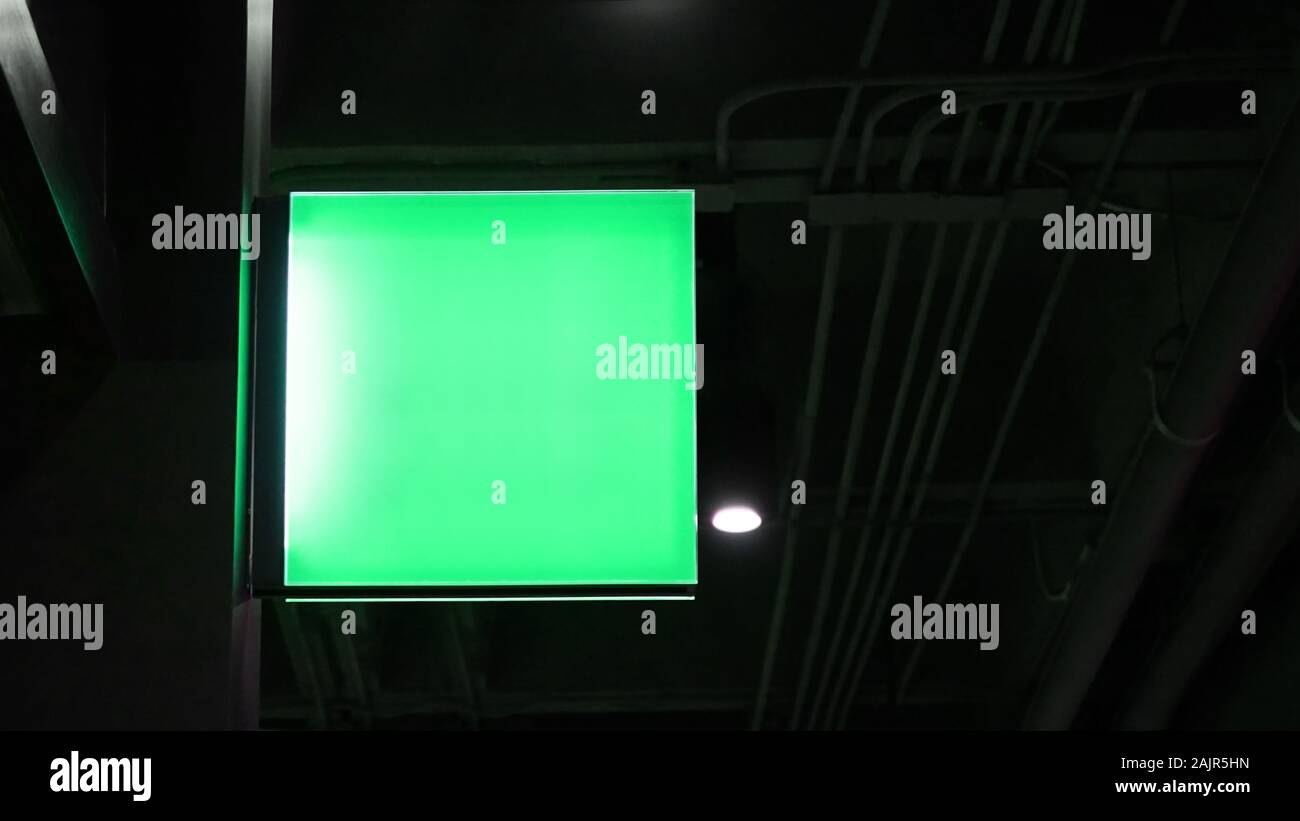 Blank square lightbox signage hang on wall Stock Photo