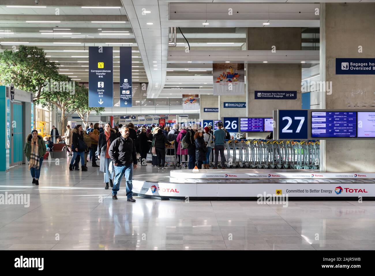 Baggage reclaim, Paris Charles de Gaulle Airport Stock Photo - Alamy
