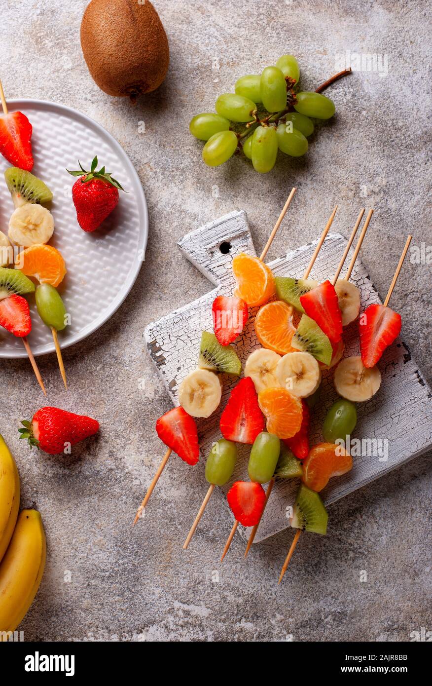 Fruit Skewers Healthy Summer Snack Stock Photo Alamy