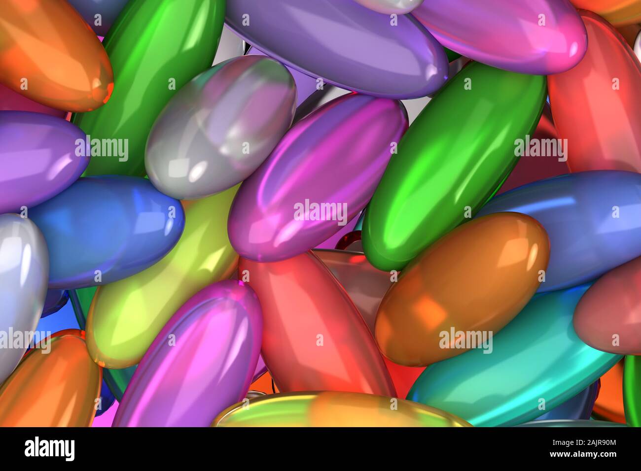 Stack of colorful vitamin capsules Stock Photo