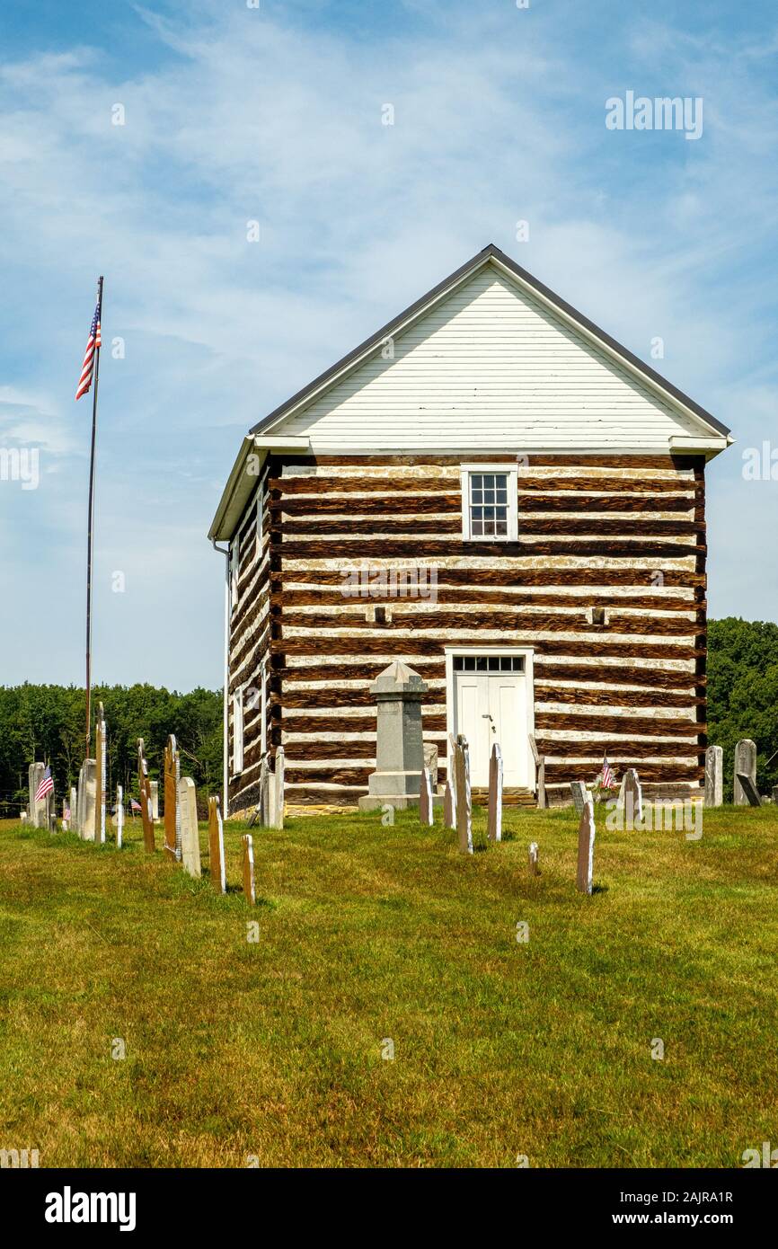 Old Log Church, 343 Cemetery Road, Schellsburg, PA Stock Photo