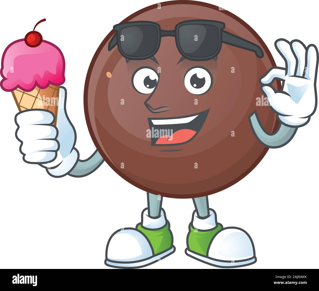 Chocolate ball mascot cartoon design with ice cream Stock Vector Image ...
