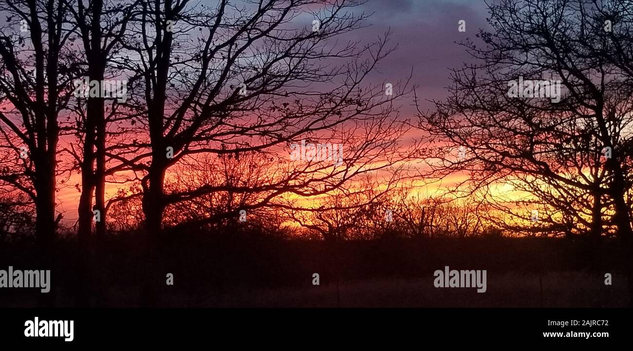Sunset on a Ranch Stock Photo - Alamy