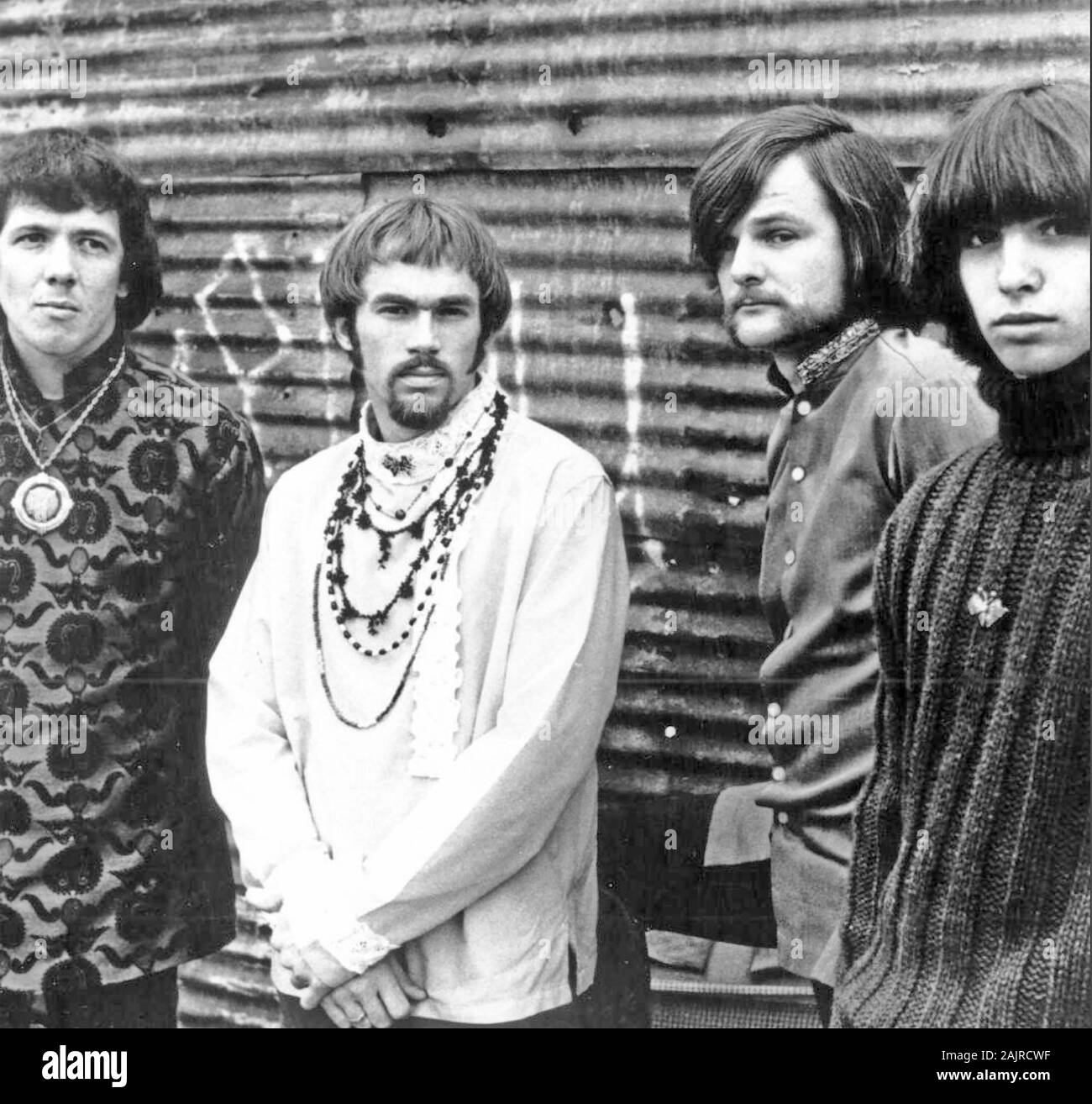 IRON BUTTERFLY Promotional photo of American rock group in 1969. From left: Doug Ingle, Ron Bushy, Lee Dorman, Erik Braunn Stock Photo