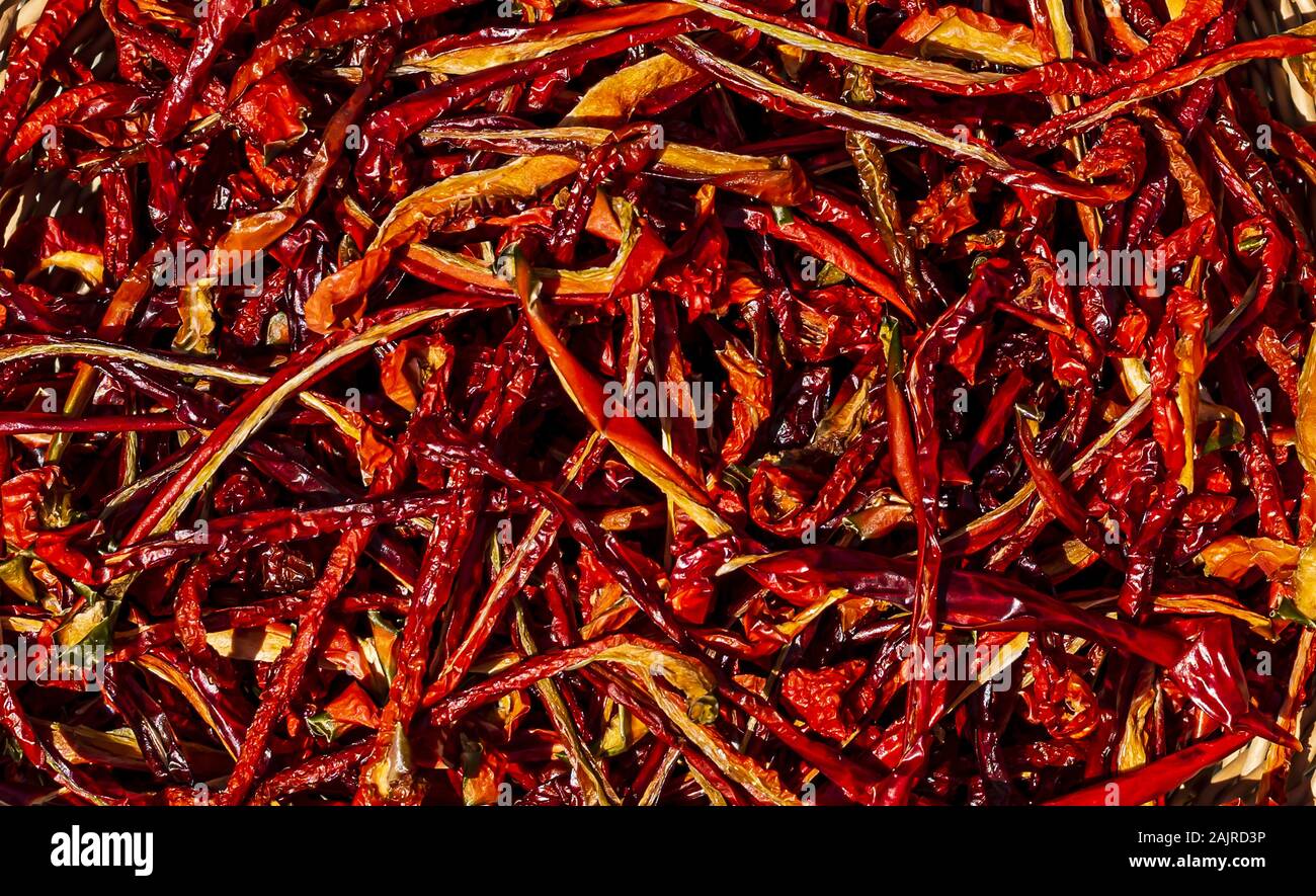 sun dried sliced red sweet peppers close up view from above full frame image Stock Photo Alamy