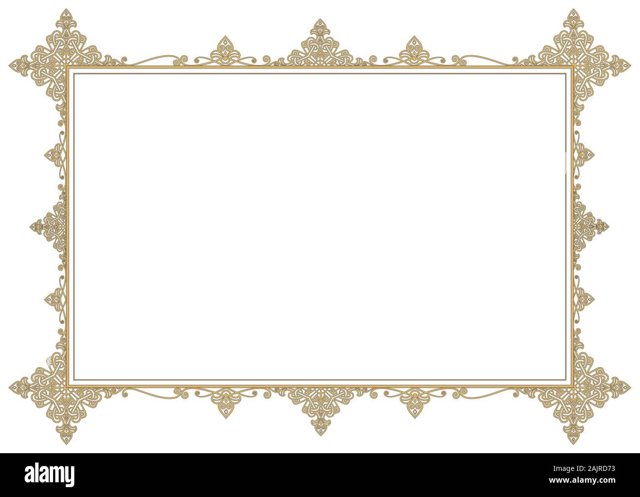 Medieval Stylish Golden Frame Illustration. Solid White Background ...