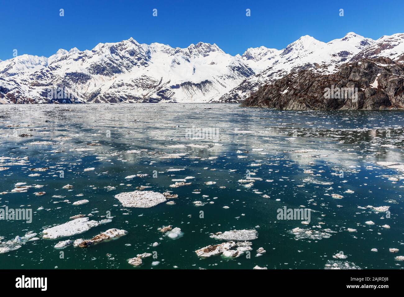 Johns Hopkins Inlet in Glacier Bay National Park. Stock Photo