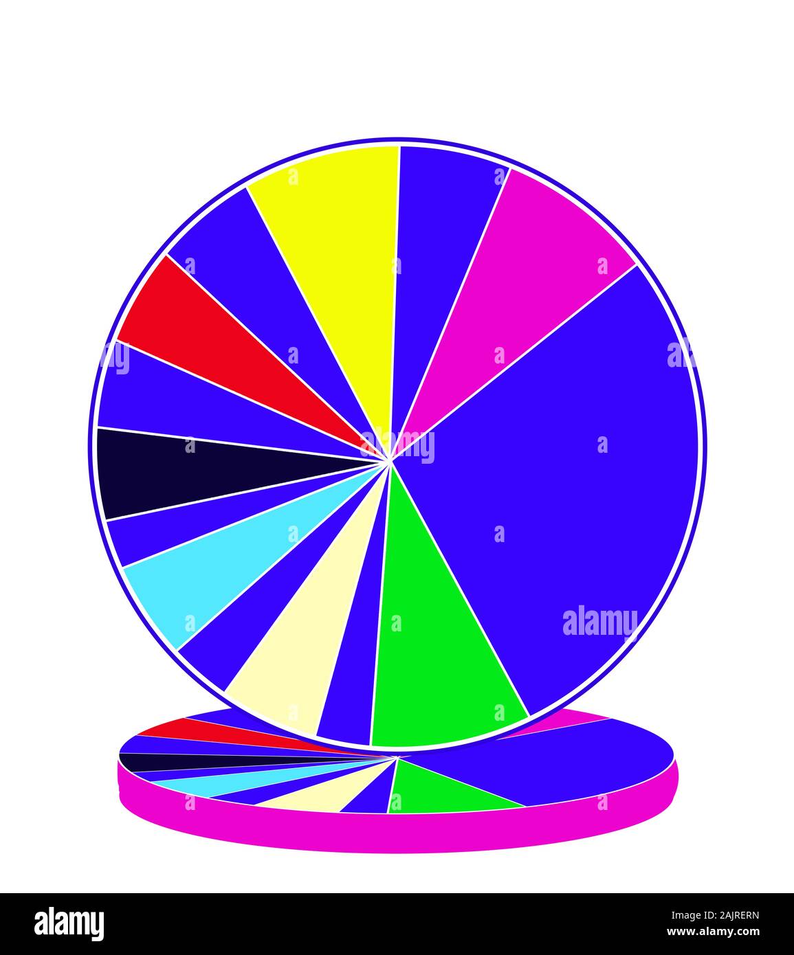 Graphic Illustration in Bright Bold Colors of a Pie Graph ideal for Home Budgets Stock Photo