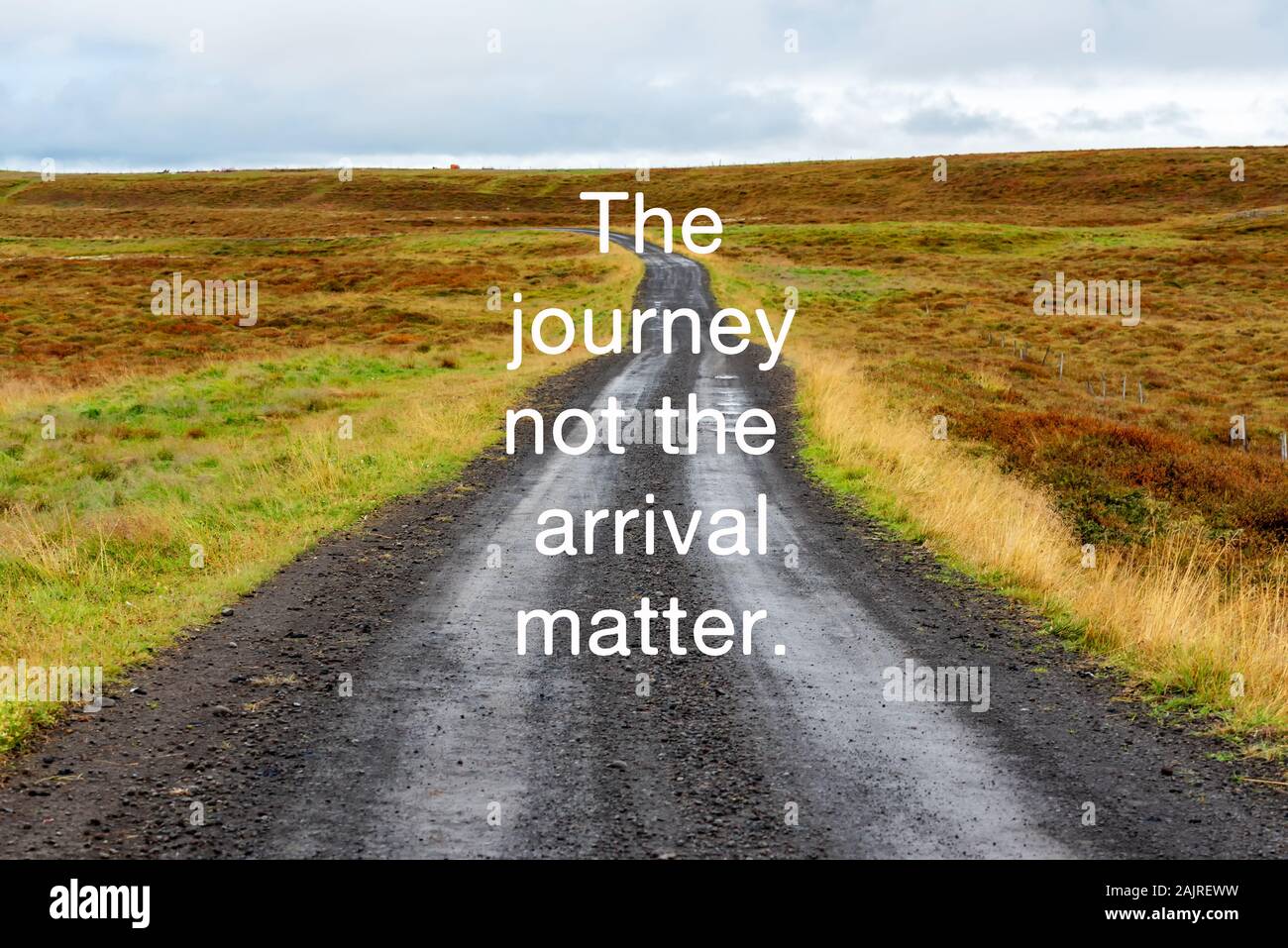 Inspirational Quotes - The journey not the arrival matter. Stock Photo
