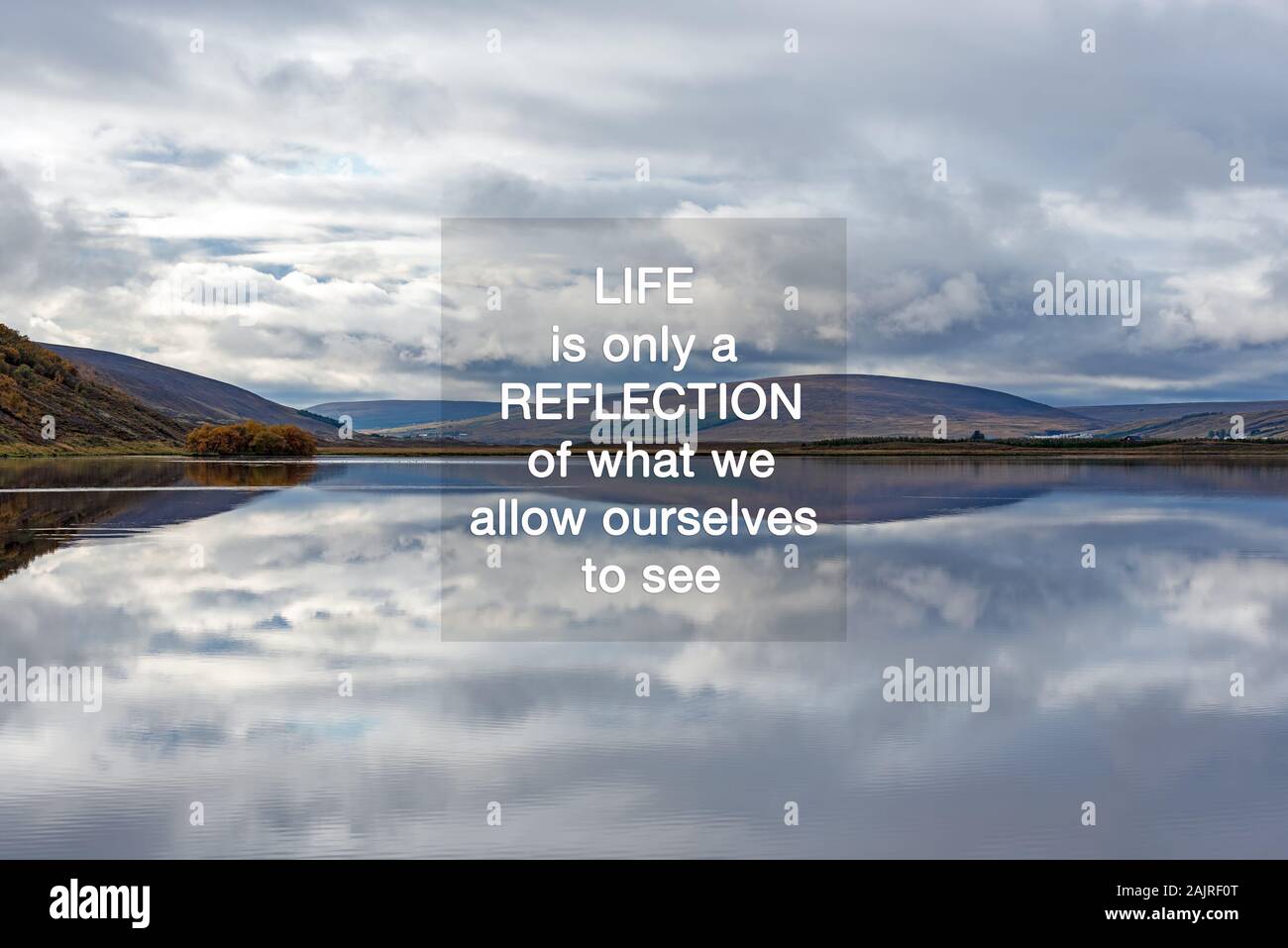 Inspirational Quotes - Life is only a reflection of what we allow ourselves to see. Stock Photo