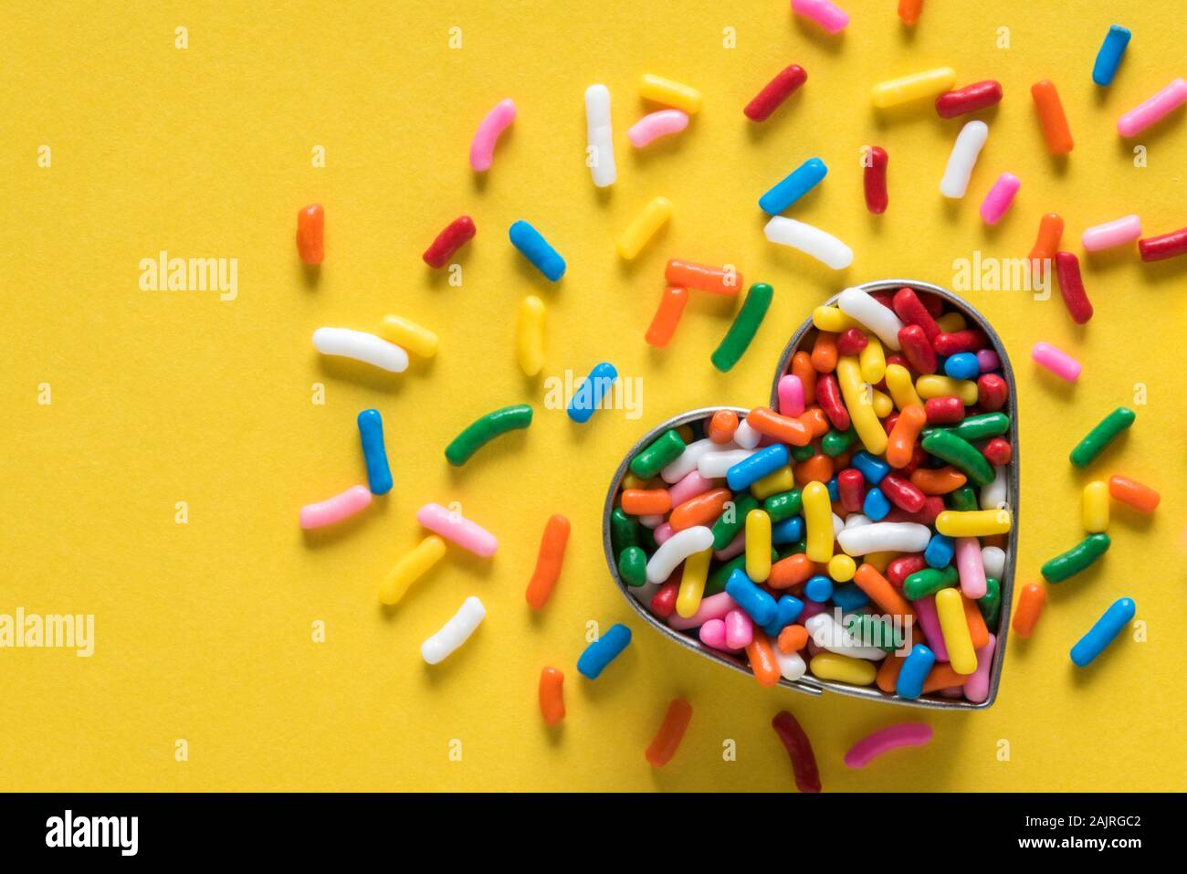 Candy Sprinkles in a Heart Shape Stock Photo