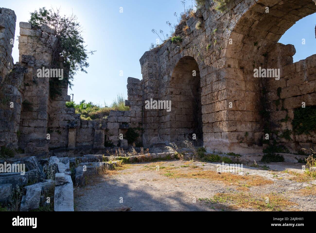 Perge Ancient City in Antalya Province, Turkey Stock Photo
