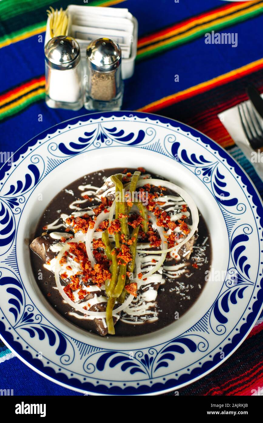Mole Mexicano, Poblano mole ingredients, mexican spicy food traditional in Mexico Stock Photo