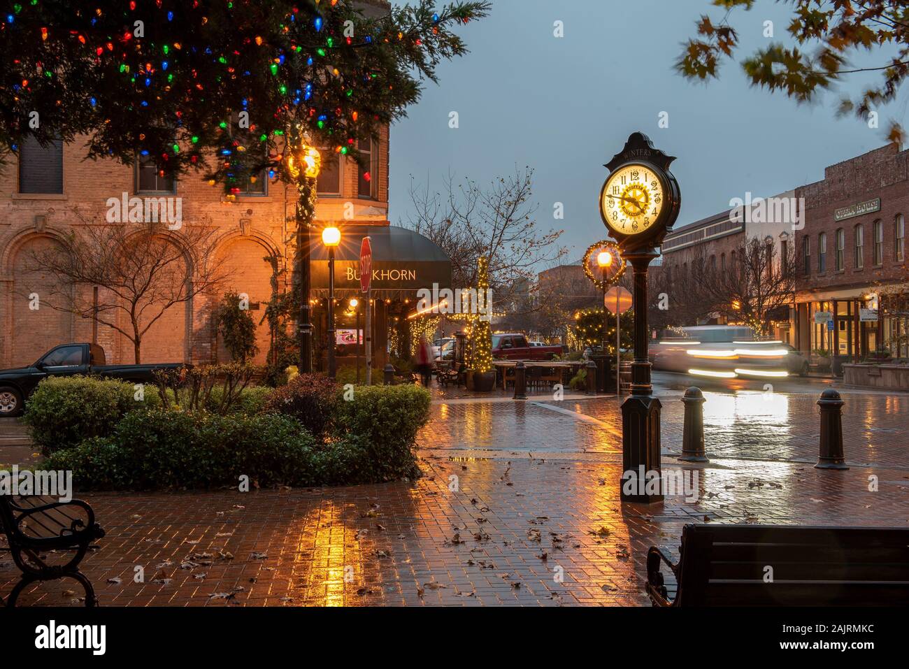 Winters, California, USA, December 18, 2019. Buckhorn Stakehouse corner