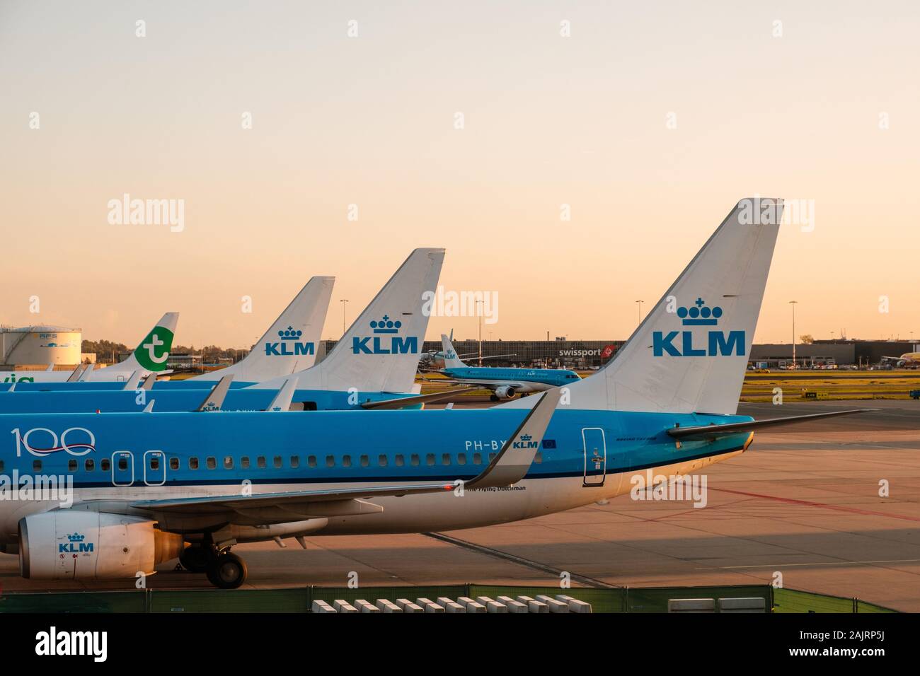 Amsterdam, Netherland - December, 2019: KLM Airline airplanes on airport in Amsterdam Stock Photo