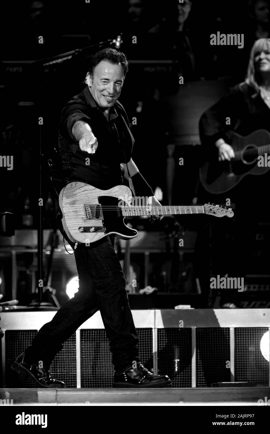 Milan Italy, 07 June 2012,  live concert of Bruce Springsteen & The E-Street Band at the San Siro Stadium: The singer Bruce Springsteen during the concert Stock Photo