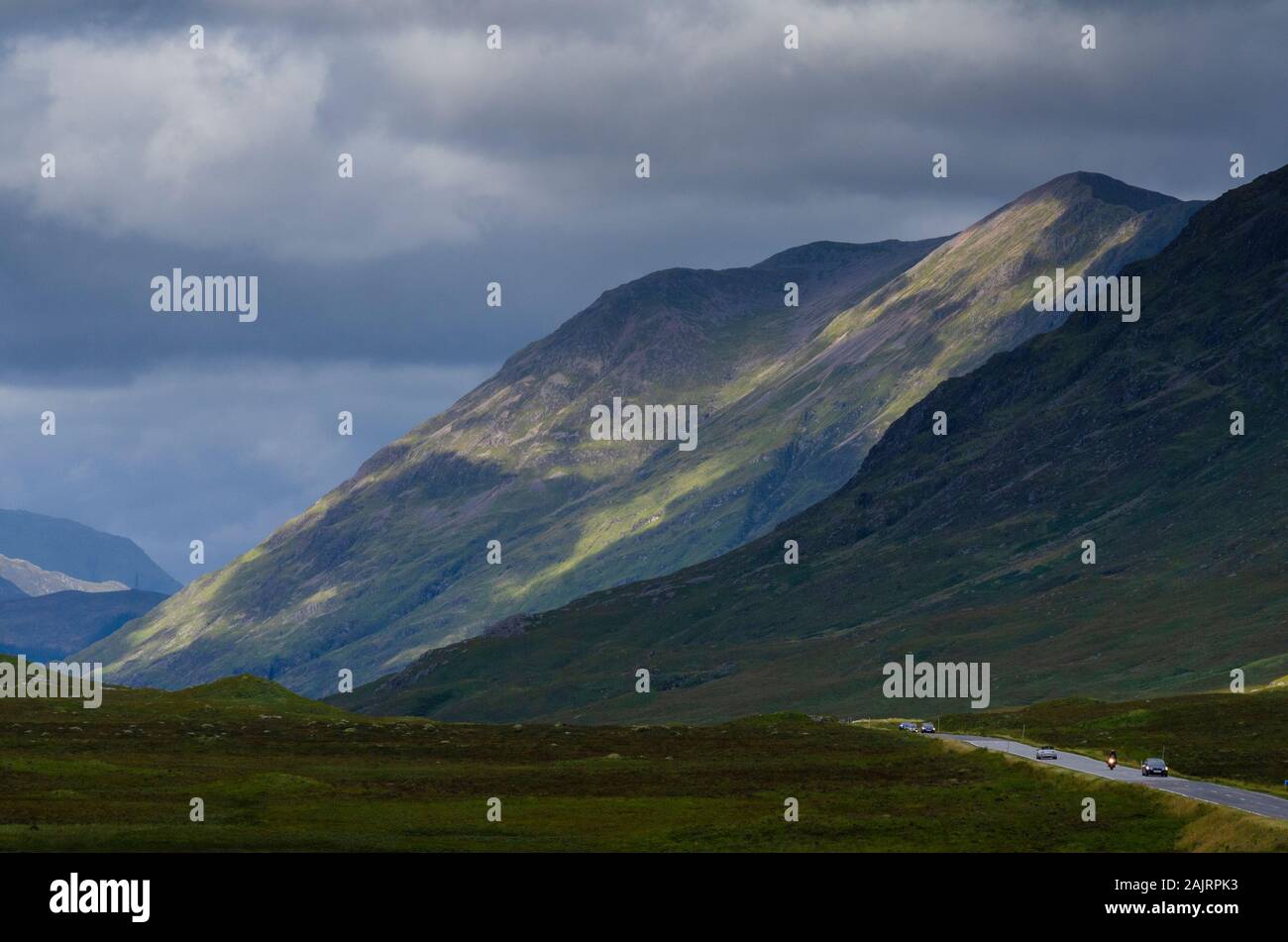 Cars on the A82 at Glen Coe Scottish Highlands Scotland UK Stock Photo