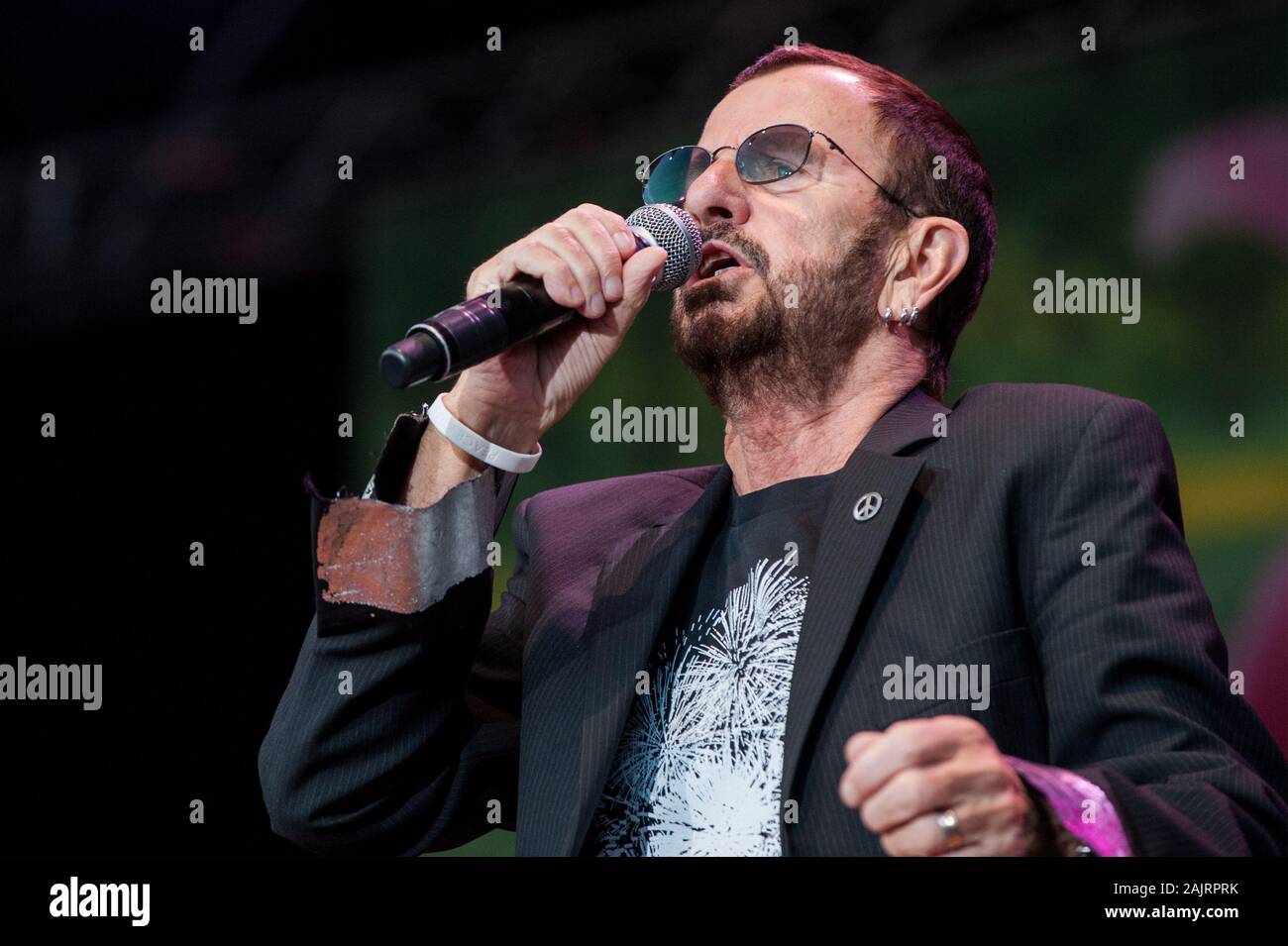 Milan Italy , 03 July 2011 ,Live concert of Ringo Starr at the Arena Civica : Ringo Starr during the concert Stock Photo