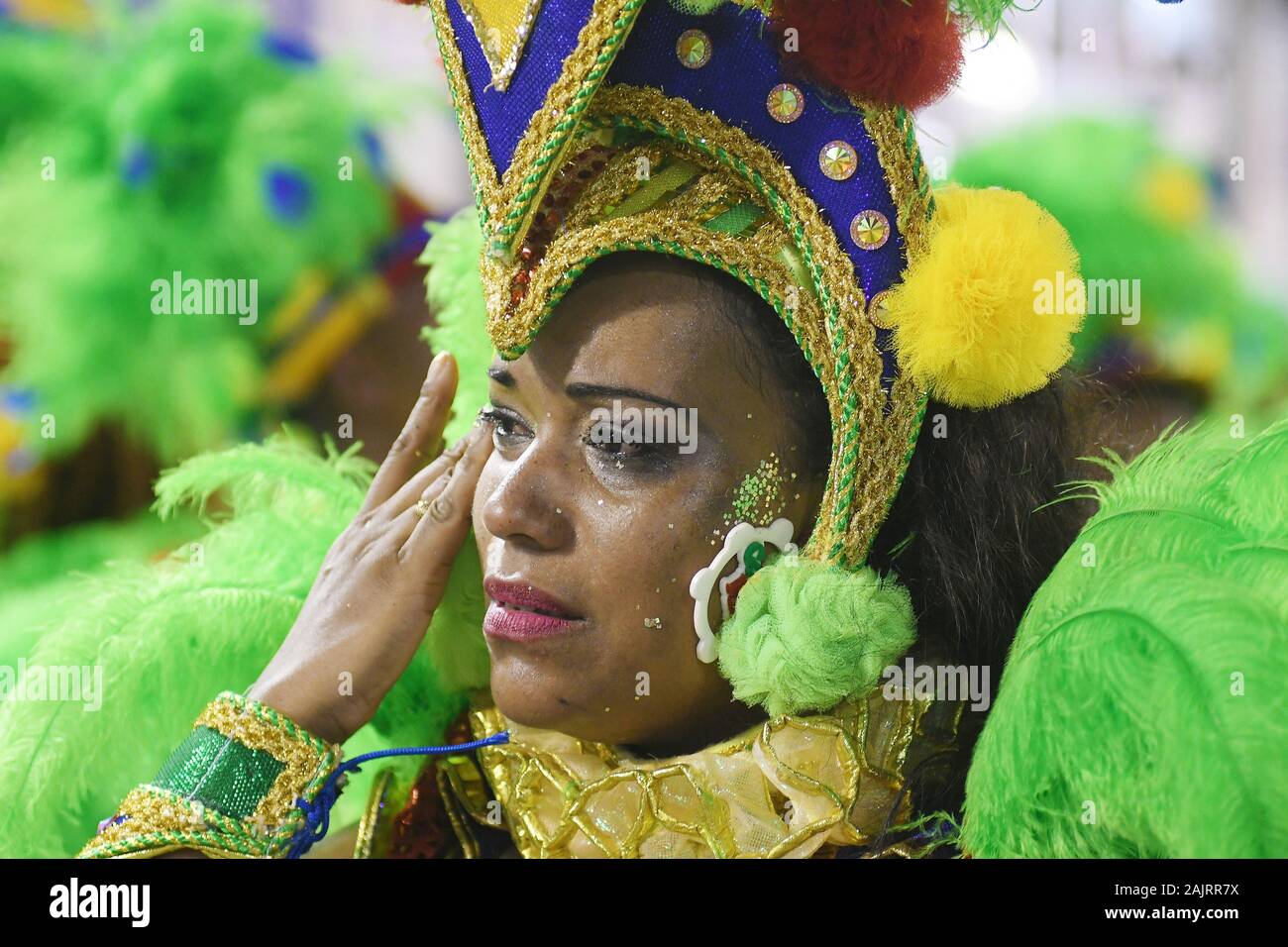 Rio de Janeiro, Brazil, February 11, 2018. Passistas cry for loss of