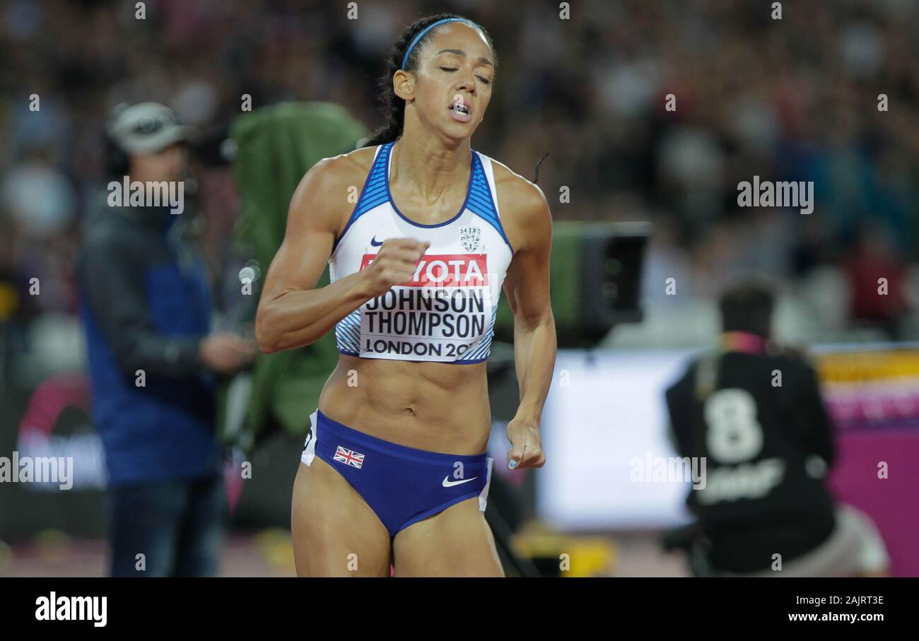 Katarina Johnson-Thompson (Great Britain) at the 800m Heptatlon Women of  the IAAF World Championships in Athletics on August 6, 201st at the Olympic  Stadium in London, Great Britain Stock Photo - Alamy