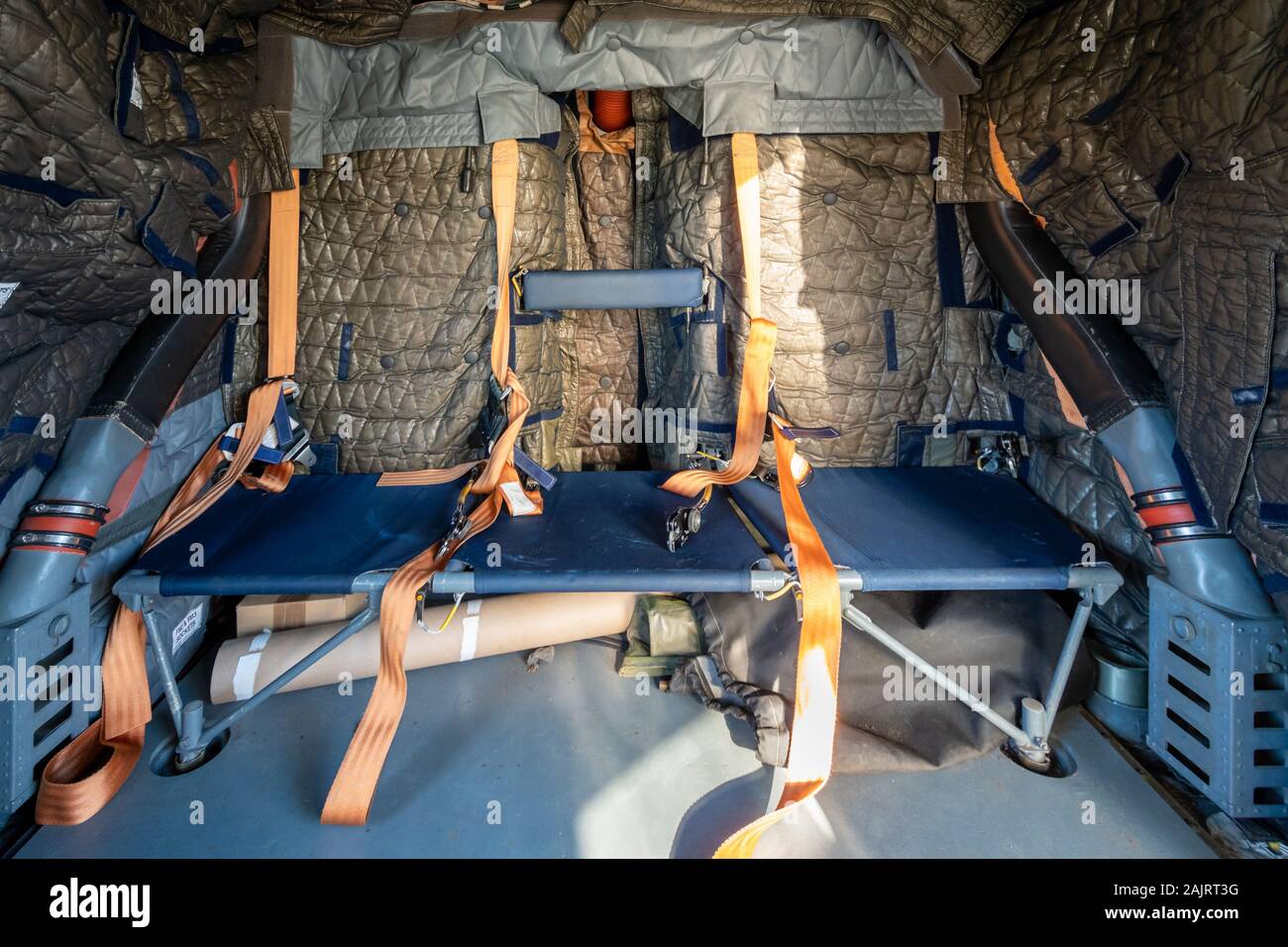 Interior of a Westland Lynx AH7 ZD280 helicopter, UK Stock Photo