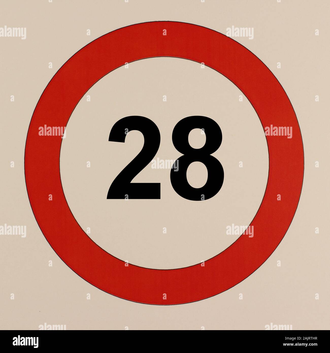 Illustration des Straßenverkehrszeichen "Höchstgeschwindigkeit 28 km/h ...