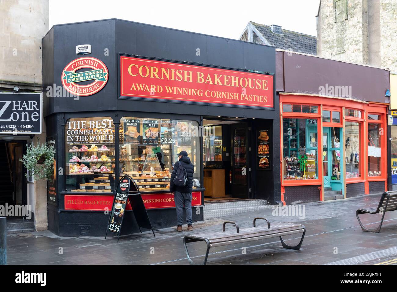 Cornish Bakehouse who make award winning Cornish Pasties, Lower Borough Walls, Bath, England Stock Photo