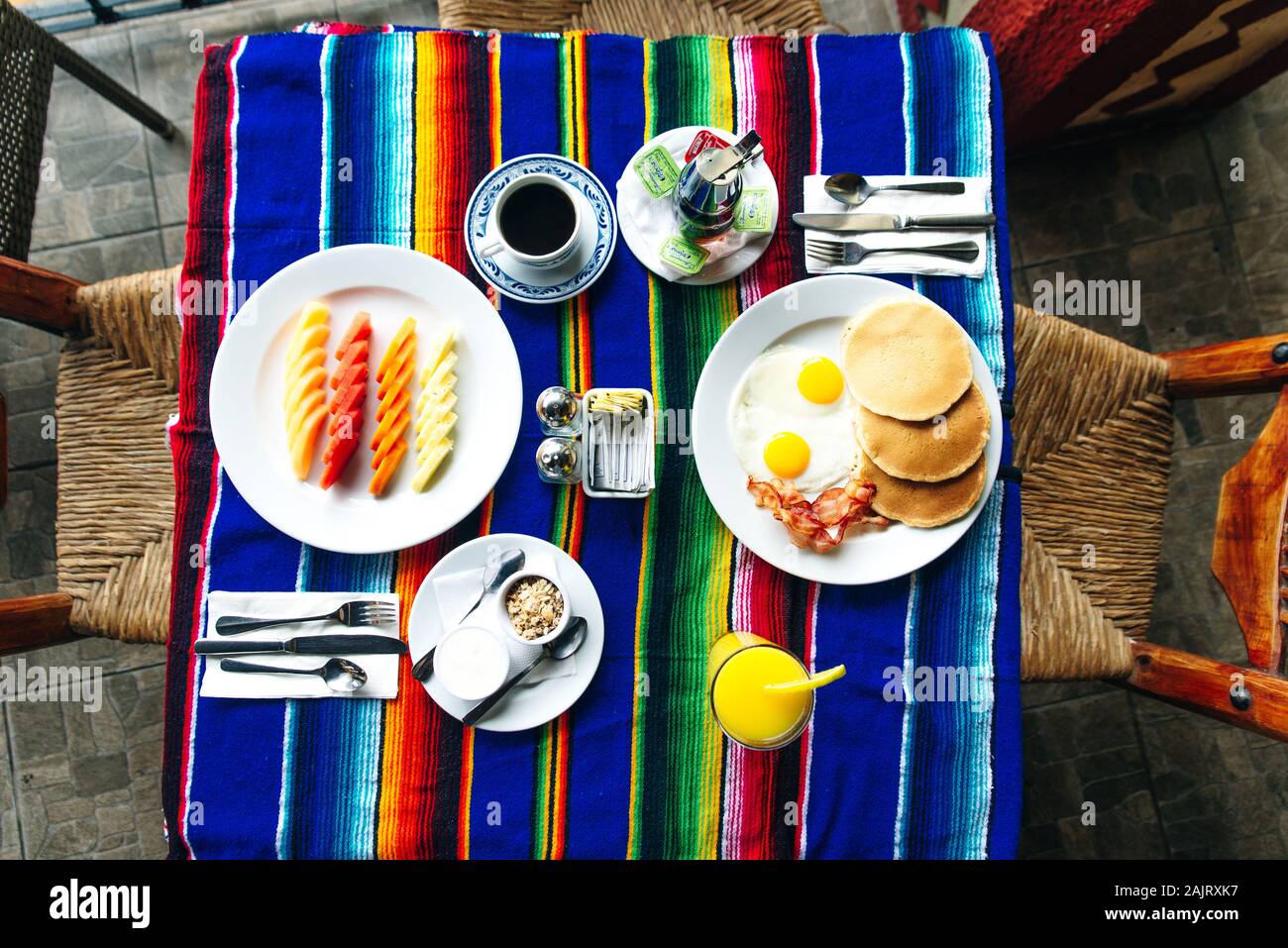 A full traditional Mexican breakfast for two people Stock Photo - Alamy