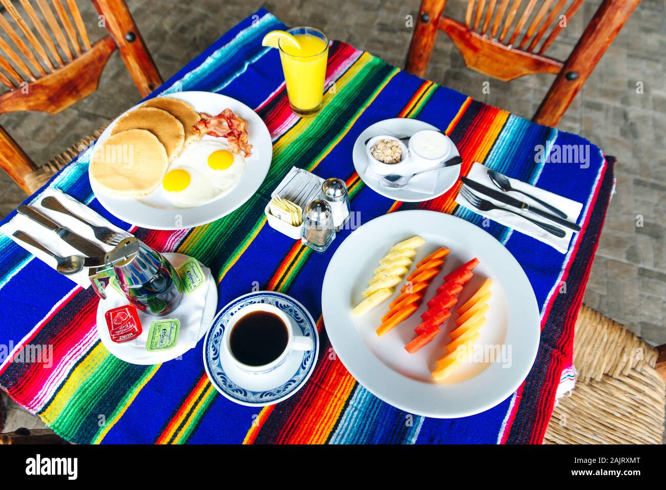 A full traditional Mexican breakfast for two people Stock Photo - Alamy