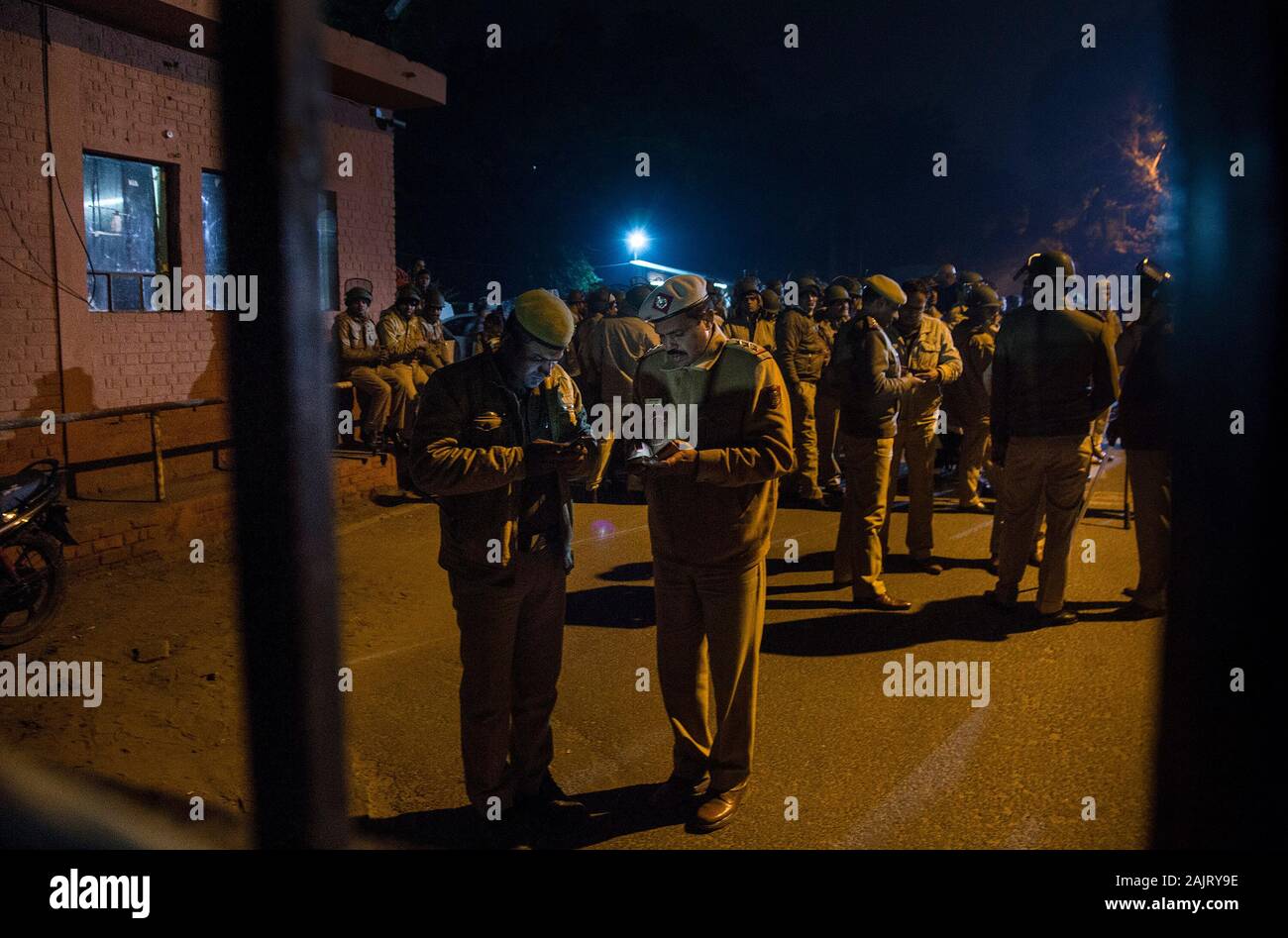 New Delhi India 5th Jan 2020 Indian Policemen Stand
