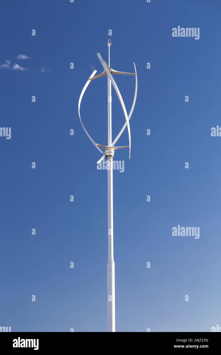 Vertical wind turbine at Porth Eirias, Colwyn Bay, North Wales Stock Photo